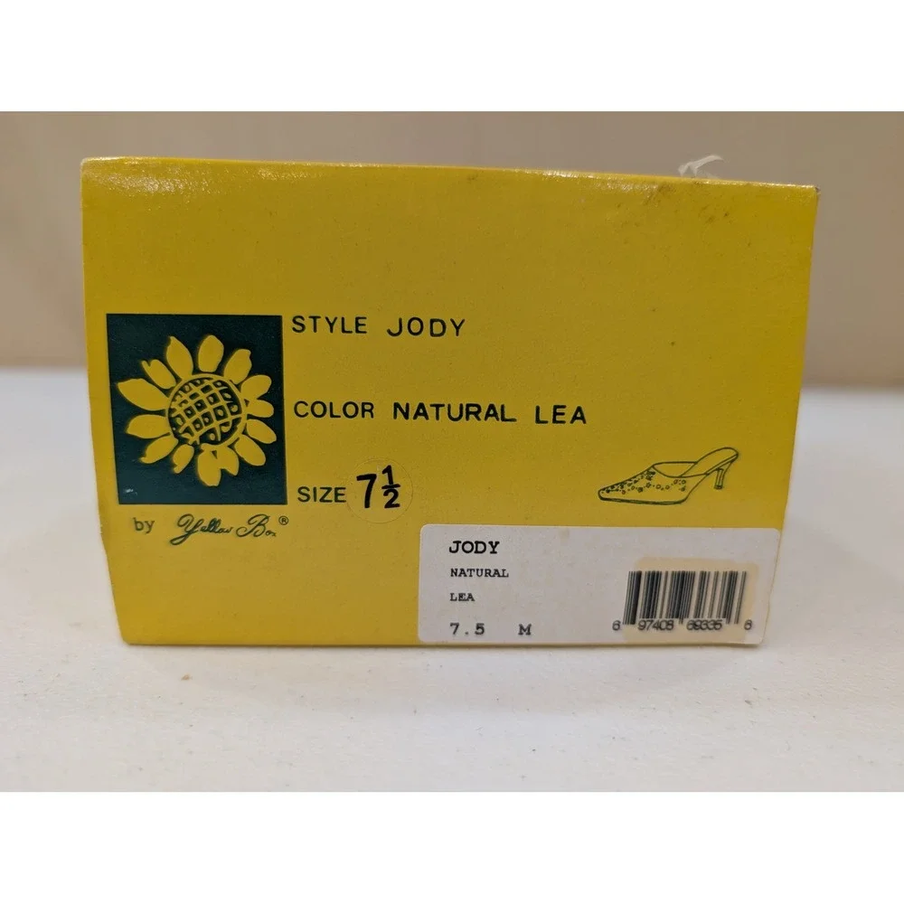 Yellow Box Jody Embellished Rhinestone Square Toe Beige Heel Mules Size 7.5 - Picture 9 of 9